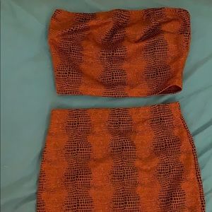 Fashion Nova two piece dress: Orange Snakeskin